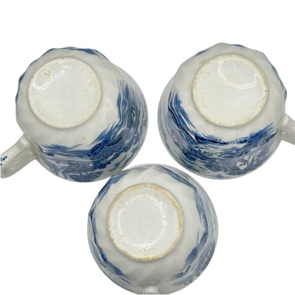 VTG Blue England Teacups Country House Floral Set of 3 - Picture 4 of 6